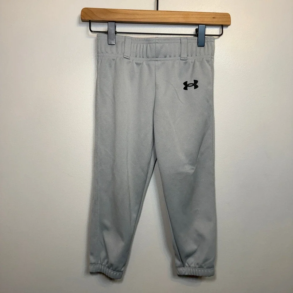 Under Armour Kids Grey Baseball Pants Elastic Waist Athletic Sportswear Youth XS